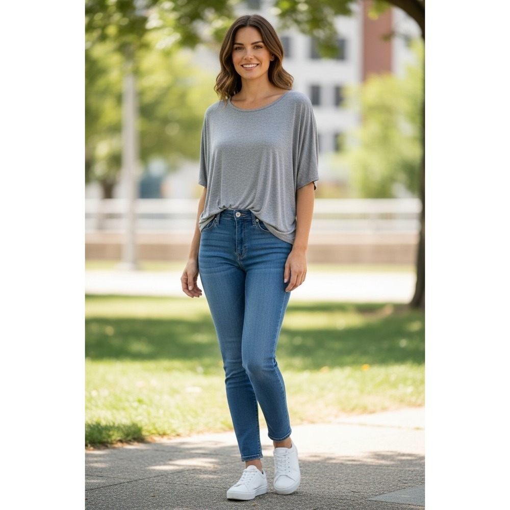 Michael Korsβ Gray Slouchy Dolman Sleeve Scoop Neck Tee Minimalist Casual SZ XS